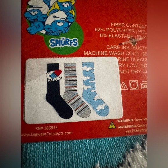 Smurfs Crew Socks - 3pairs 6-12 unisex - Picture 4 of 5